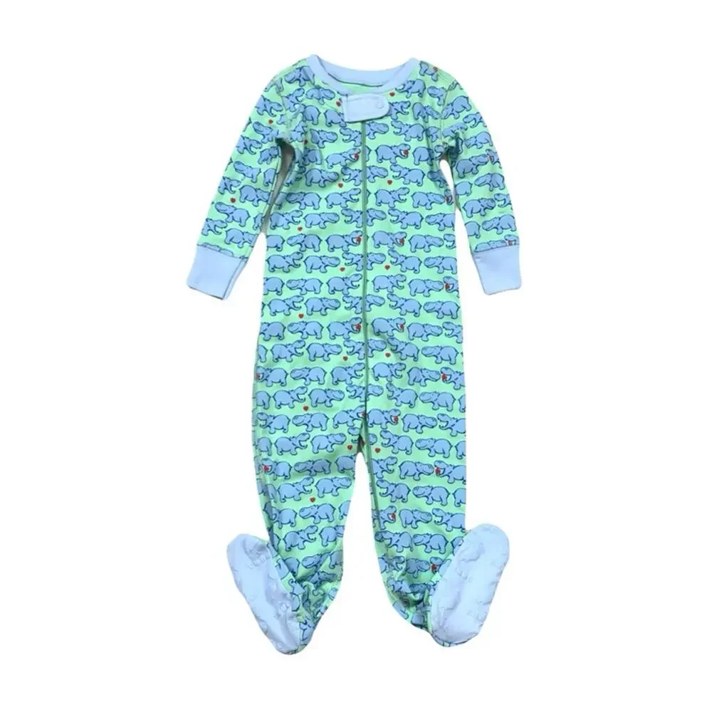 The Beaufort Bonnet Company Knox's Night Night Footed Pajama In Hugga Hippo